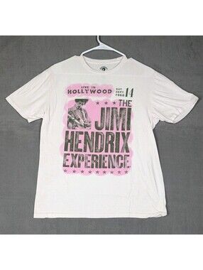 Authentic Hendrix Mens M White Jimi Hendrix Experience Hollywood 1968 Tour Shirt